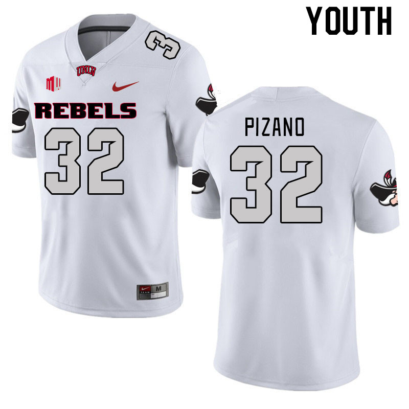Youth #32 Jose Pizano UNLV Rebels 2023 College Football Jerseys Stitched-White - Click Image to Close